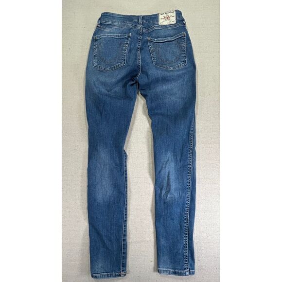 True Religion Women's 27 Jennie Curvy Mid Rise‎ Skinny Distressed Denim Jean - Picture 9 of 11